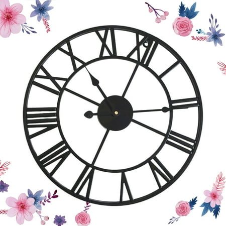 EXHUMKY Roman Wall Clock Black Square Clock Decor Silent Operation Adults 1Pcs