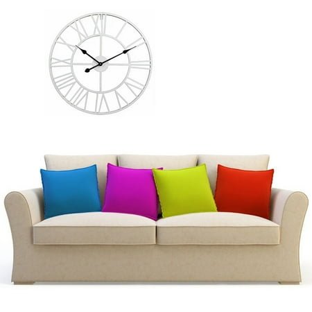 EXHUMKY Wall Clock Roman Numerals in White Iron for Family Home 1Set