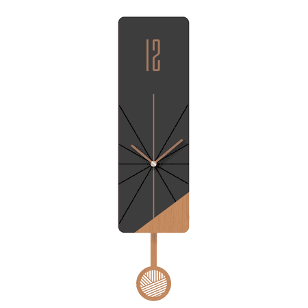 FGnano Contemporary Classic Rectangular- Shaped Pendulum Wall Clock, Dark Gray and Light Brown, MDF, 5.7x18.3x1.8, with White Gift Box