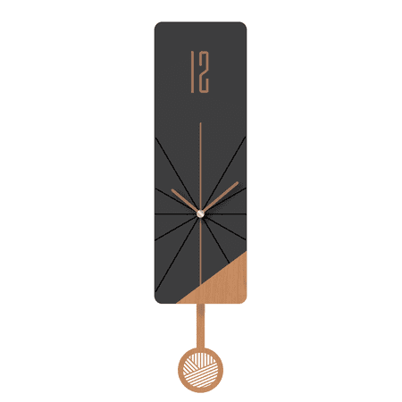 FGnano Contemporary Classic Rectangular- Shaped Pendulum Wall Clock, Dark Gray and Light Brown, MDF, 5.7x18.3x1.8, with White Gift Box