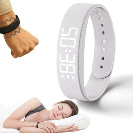 Fitsleeps Alarm Clock Watch,Silent Vibration Wake-Up Wristband for Deep Sleepers,Snooze Free Smart Watch for Men and Women (White)