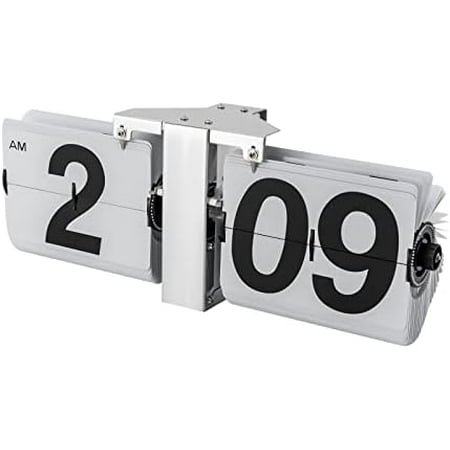 flip Clock, Retro flip Clock, Wall Clock, Tabletop Flip Clock, Battery Operated, Digital Display Screen, Wall-Mounted/Table-top, High Accuracy, Two Types of Installation (White)