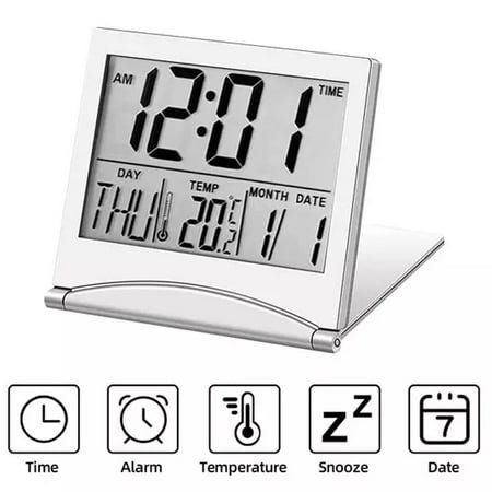 Folding LCD Digital Alarm Clock Desk Table Weather Station Desk Temperature Travel Ectronic Mini Clock For Home Decor