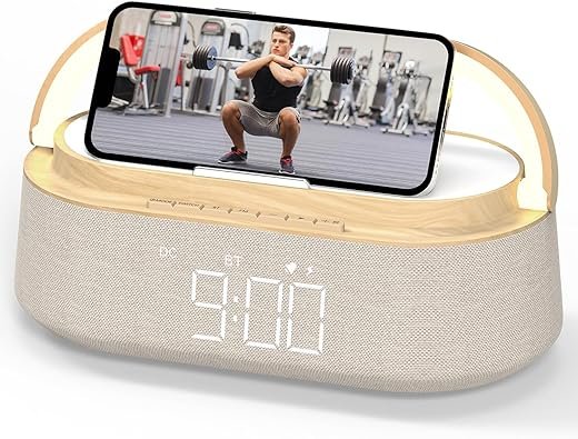 FREEFISH Bluetooth Speaker with Wireless Charge FM Radio 2500mAh Battery, LED Night Light Suitable for Home,Bedroom,Office