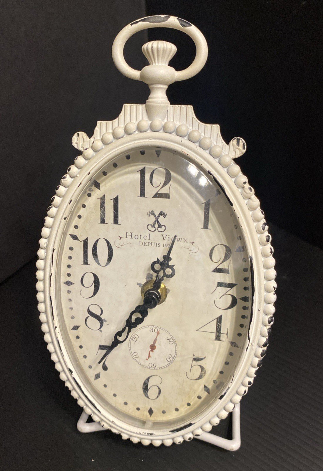 French Style Decorative Oval Wall Clock - Shabby Chic Distressed 8 3/4in - Metal