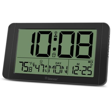 Geevon Digital Atomic Alarm Clock for Bedroom, Digital Atomic Wall Clock with Large Big Numbers Display, with Backlight, Temp, DST, 12/24H, for Home, Office, Elderly