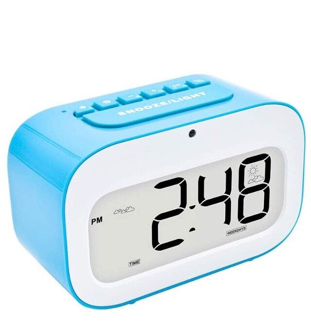 Geree Alarm Clock For Kids/Cute Emoji Desk Clock Smart Backlight/Temp/Snooze