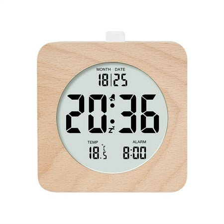 Gerich Calendar Alarm Clock Sophistication Travel Wooden Analog Battery Operated Bedrooms Elegance Digital Alarm Clock Home Decor