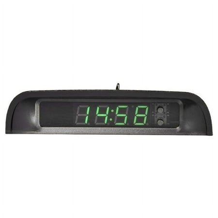 Geynutaly Solar Powered Car Clock, with Night Display and Thermometer, Black, 10.6 x 7.3 cm