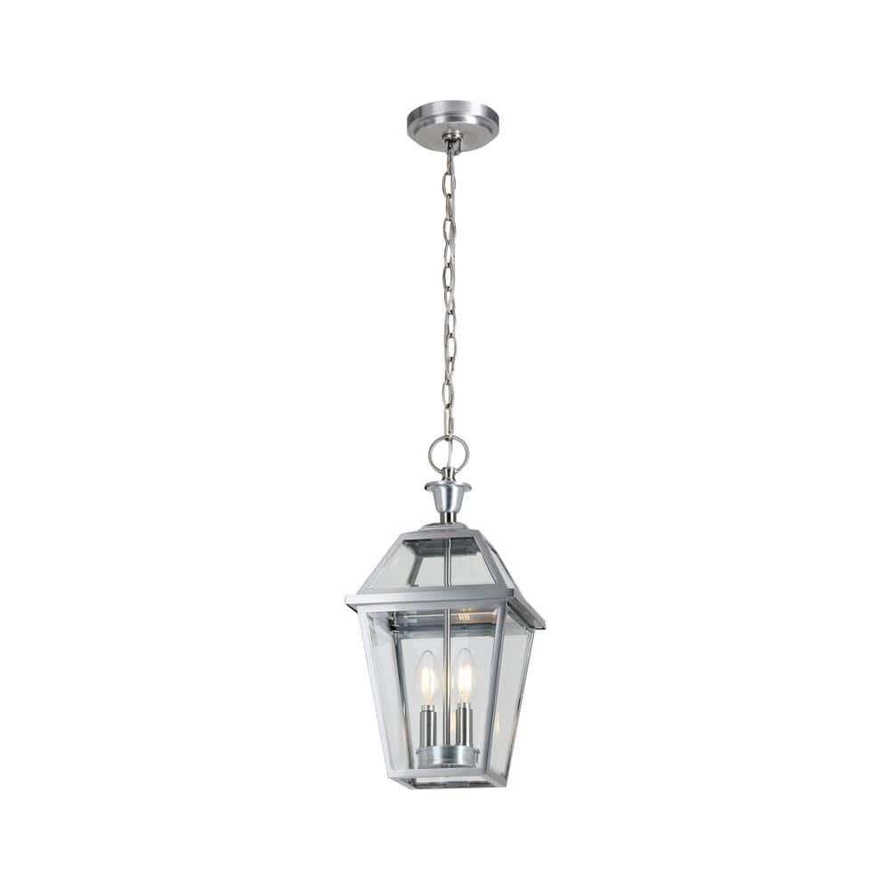 Glenneyre 18.1 in. 2-Light Stainless French Quarter Gas Style Outdoor Hanging Light...