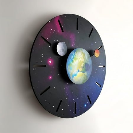 goodtime Planet Wall Clock, Multicolor Wall Decor, Modern, Silent Clock, Magic Astrology Clock, 11.5 inches, Planet Theme, Quartz Mechanism, Unique Celestial Gift for Men, Women and Children C82