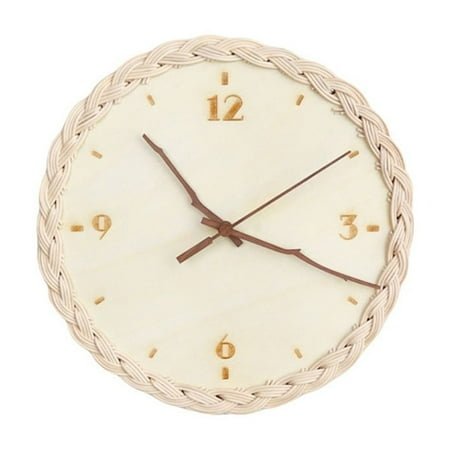Gorgeous Rattan Circular Wall Clock Retro Aesthetic Perfectly Complements Any Room in the House Silent Mechanics