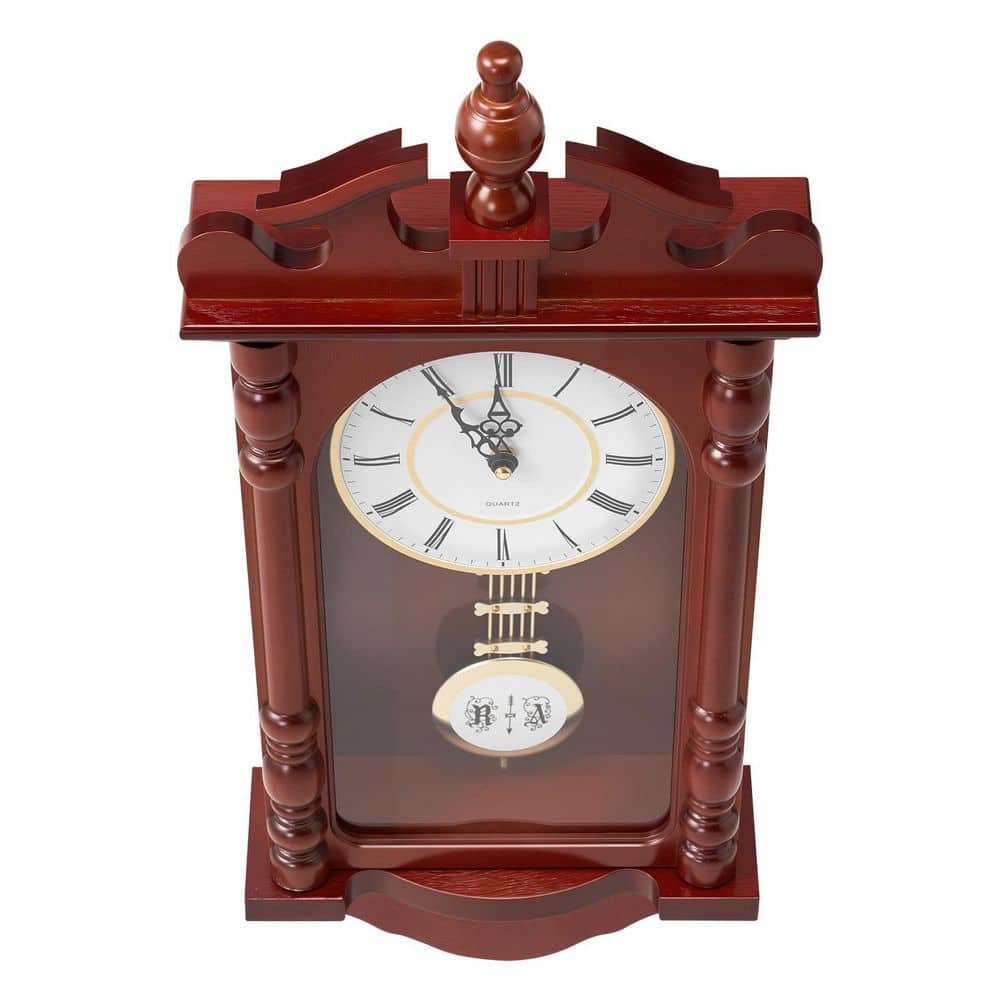 Grandfather Clock 23.2 in. Classic Vintage Pendulum Clock Pine Wood and MDF...