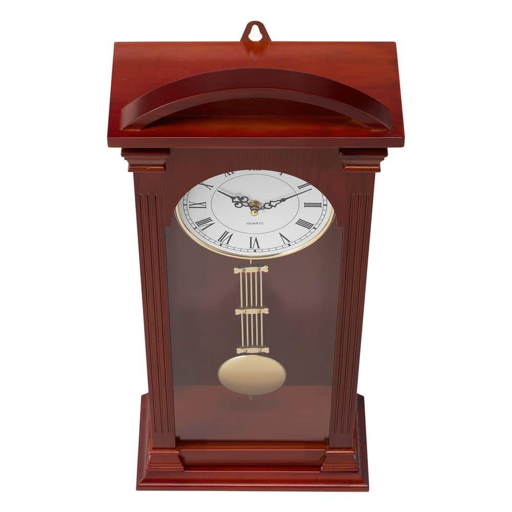 Grandfather Clock 26.7 in. Classic Vintage Pendulum Clock Pine Wood MDF Wall...