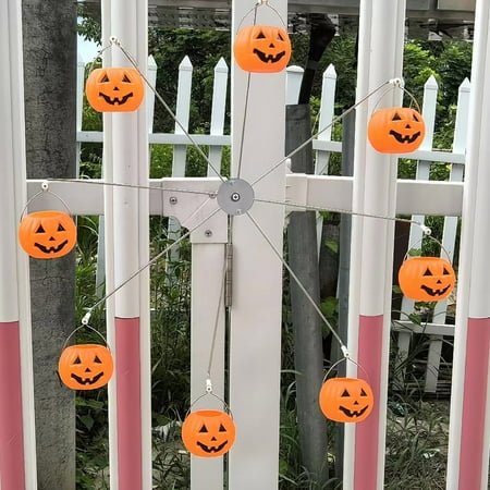 Halloween Wall Clock with Pumpkin Jack-O'-Lantern Buckets, Festive Decorative Clock for Home, Office, Party Décor, Unique Holiday Gift, Silent Non-Ticking Movement, Easy to Hang, Battery Operated