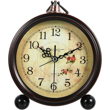 HAMPPLIES 1Pcs Decorative Small Desk Clock for Bedroom Multi Color Metal and Glass