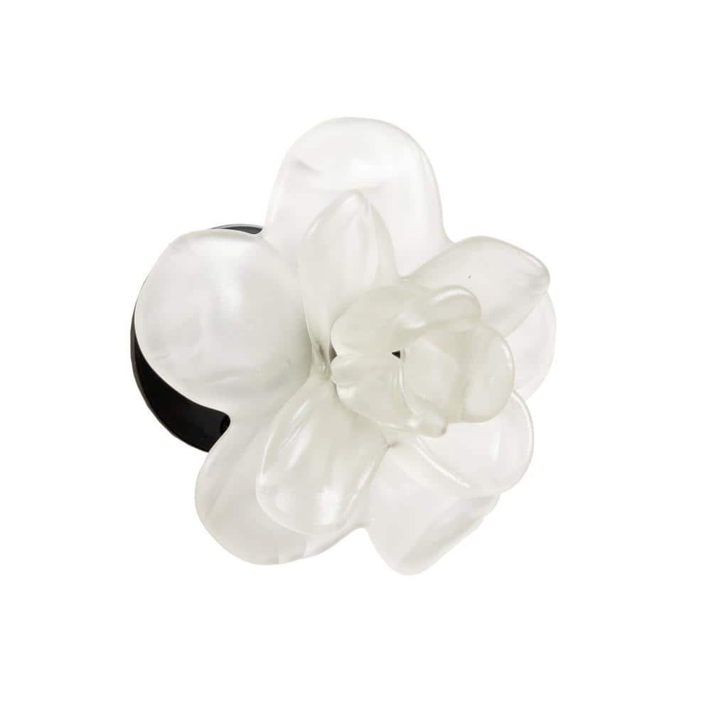 Hand Blown White Rose Bud 4.75in. Wide Matte Handcrafted Art Glass Wall...