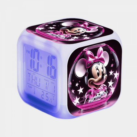 HANNTAOO Digital Alarm Clock for Kids, Mickey_Mouse Pattern 7 LED Color Changing Wake Up Clock with Thermometer Function and Night Light, Gift for Boys Girls A93-027 HTNL#027