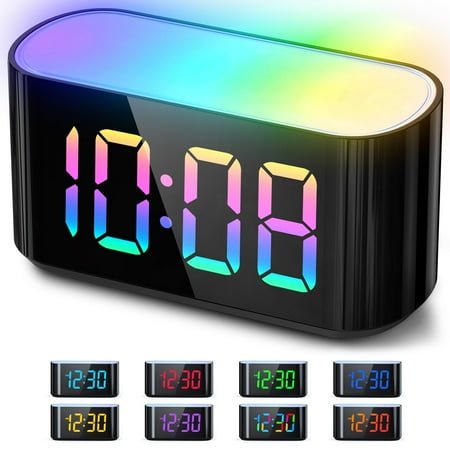 Heavy Sleeper Alarm Clock Big Bang Extra Loud, 6 Unique Sounds Rooster Bugle Nagging Mom Jackhammer Siren Beep, 115dB Volume Control, Dual Alarms Snooze Function, Red Black with LED Screen