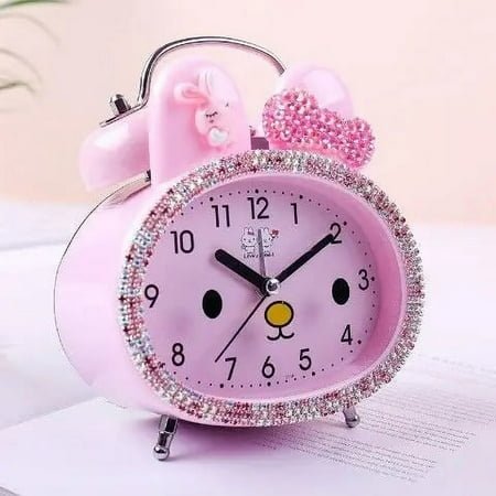 Hello Kitty cartoon alarm clock Kawaii creative mute bedside alarm simple clock rhinestone cute alarm clock Christmas giftft