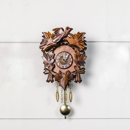 Hermle 5.5 Brown and Gold Floral Bird Cuckoo Wall Clock