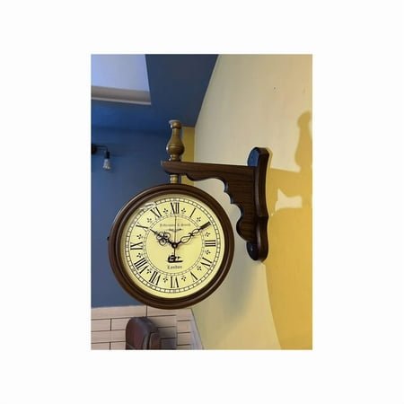 Home Decor Jefferson & Smith Vintage Double-Sided Wall Clock Antique Victorian Hanging Clock with Bracket Silent Quartz Movement