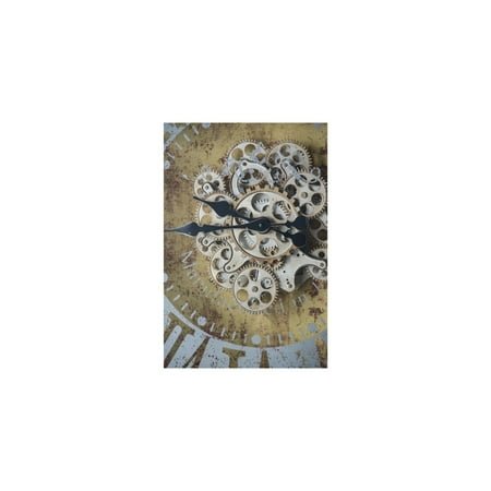 HomeStock Renaissance Romance Square Wall Clock: Antique Silver and Gold Clock with Exposed Cogs and Gears, Adding Vintage-Inspired Charm and Industrial Appeal to Any Space