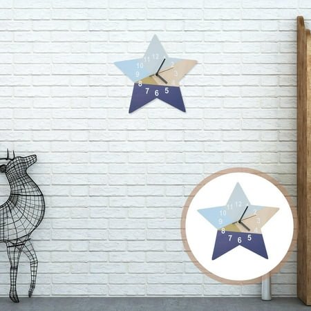 HONMEET Blue Star Clock for Kids Bedroom Home Wall Decoration Synthetic Material Mute Hanging Clock 12.0 Inches