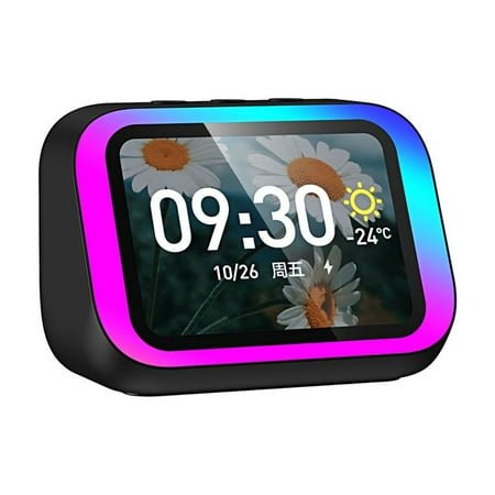 Hot Sale! Smart Speaker Voice Assistant Home Speaker Alarm Clock with Rgb Lights (Black)