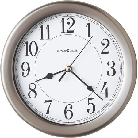 Howard Miller Aries Wall Clock- Round Analog Clock, Sturdy Metal Frame, Quartz Movement, Battery Operated, Silent Non-Ticking, Easy-to-Read Display, Black Arabic Numeral, Modern Home and Office Decor