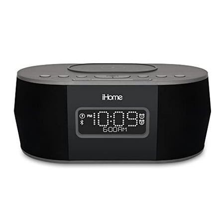 iHome Alarm Clock for Bedroom with Wireless Charger, Bluetooth Speaker, and USB Charger for iPhone, Android, and More (iBTW38)
