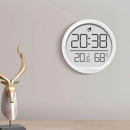 Indoor Digital Alarm Clock with Temperature and Humidity Display | Silent Operation | Wall-Mounted or Desktop Use | Modern LED Screen | Home Kitchen Bedroom Office | 1 Pack