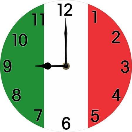 Italy Icon Wall Clock, Italy Flag Wall Clocks Battery Operated, Funny Gift for Men Dad Husband Son, 10x10 Battery Powered Silent Non Ticking for Kitchen Bedroom Garage