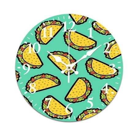 It's Taco Time! Wall Clock Modern Design Clocks Wall Hanging Home Office School Clocks Round PVC Wall Clocks