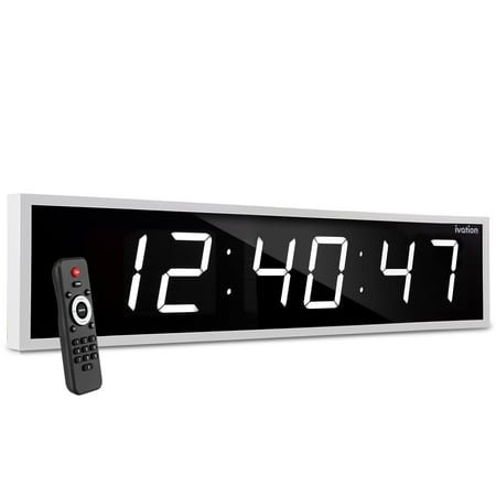 Ivation 60 LED Wall Clock with Quartz Movement, Digital Display, Corded Electric