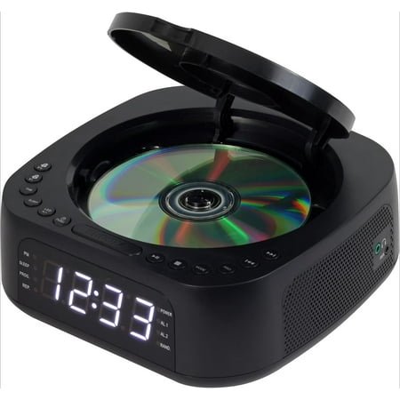 JCR-375 Stereo Digital Dual-Alarm Clock with Top-Loading CD Player, FM Tuner, USB Charging Port