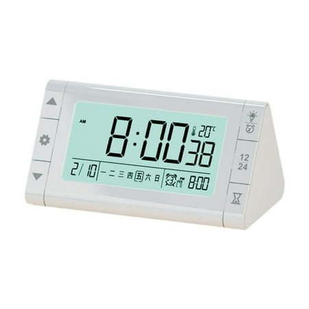 jicheng Desk Digital Clock Modern Desktop Alarm Clock for Living Room Bedroom Beside White