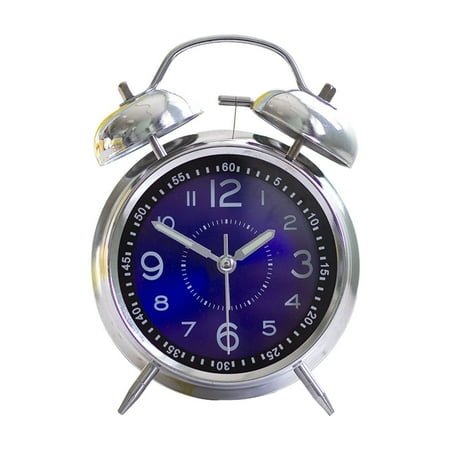 JIhuahe Extra Loud Twin Bell Metal Alarm Clock for Heavy Sleepers, Vintage Mechanical Desk Clock with Backlight, Student Wake-Up Clock for Bedrooms, Battery Operated,D