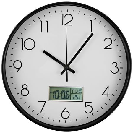 Jokapy Indoor 11.5 Round Black and White Modern Analog Wall Clock, Battery Operated