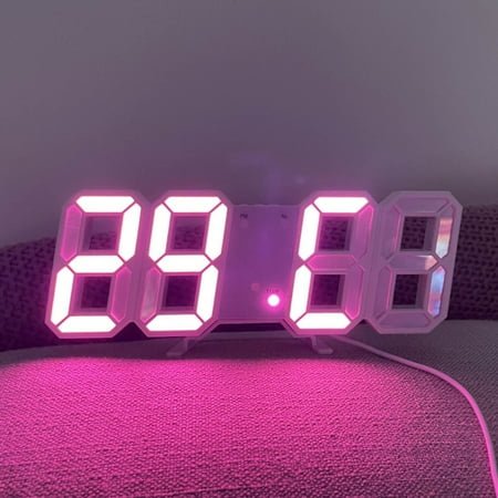 Kayannuo Wall Decor 3D LED Digital Clock Wall Deco Glowing Night Mode Adjastable Electronic Table Clock Wall Clock Decoration Living Room LED Clock Room Decor