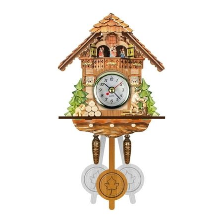 Kedshhgu Clearance Cuckoo Cuckoo Wall Clock Chime Alarm Clock Retro Clock Wooden Living Room Clock