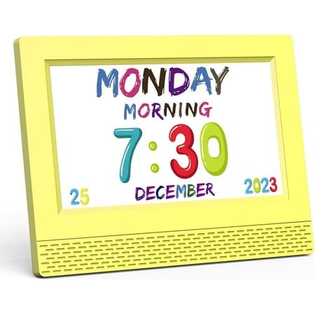 Kids Digital Alarm Clock Colorful, 7 Large LED Time Display Children's Sleep Trainer, Eye-Caring Digital Clock for Girls Boys Bedrooms Bedside, 17 Alarm Clock Settings Easy to Use Kids Birthday Gift