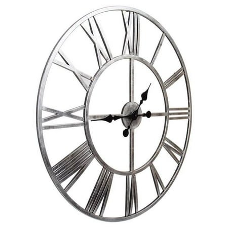 Kiera Grace Round Jodie Mid-Century Plastic 30 x 30 Wall Clock in Silver