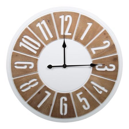Kiera Grace Russel Mid Century Wooden 26.75 x 26.75 Wall Clock in Beige