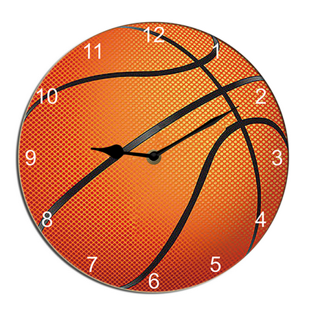 Kurmntregon Basketball Wall Clock Sport Ball Wall Clock Wooden Bathroom Clock Battery Operated Non Ticking Silent Clocks Living Room Decorative Clock Round 10inch