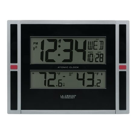 La Crosse Technology 11 Modern Atomic Digital Tabletop / Wall Clock with Temperature, 513-149-Int
