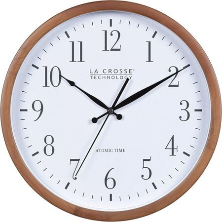 La Crosse Technology 12.8-Inch Walnut Atomic Analog Wall Clock, 404-50447-INT