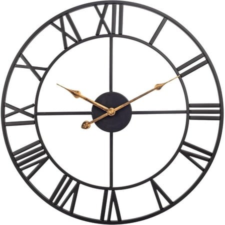 Large Black Wall Clock, Modern 18 Inch Battery Operated Wall Clocks, Silent Non Ticking Analog Clock for Living Room, Office, Home, Bedroom, Kitchen