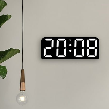 Large Digital Wall Clock with Temperature Humidity Display 3 Alarm Modes 12/24H LED Table Clock Countdown Timer Night Light for Home Office Bedroom