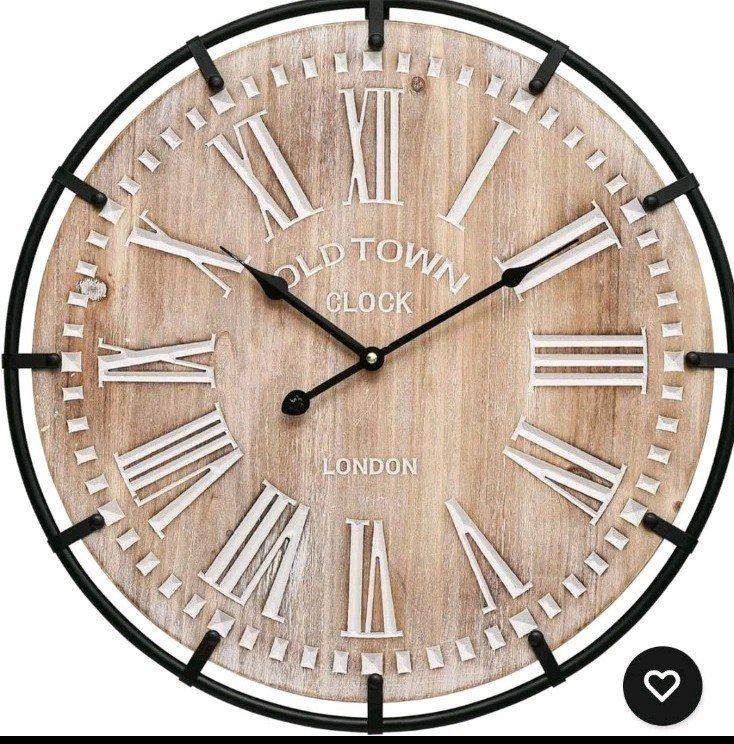 Large Farmhouse Wall Clock, 24" Measures As30" Rustic Wooden Wall Clock Deco